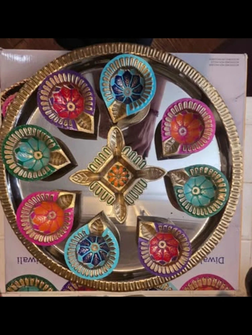 Diwali Diya Decorative 10-Piece Set - Multicolor